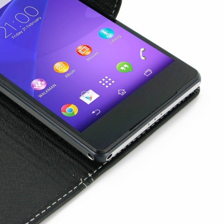 Pdair Sony Xperia Z2 Leather Book Type Case - Black