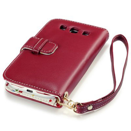 Adarga Samsung Galaxy S3 Leather-Style Wallet Case - Red Floral