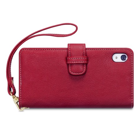 Xperia Z2 Tasche im Brieftaschen Design in Rot mit Lilie