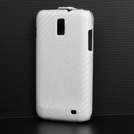 Slimline Carbon Fibre Style Samsung Galaxy S2 LTE Flip Case - Zwart