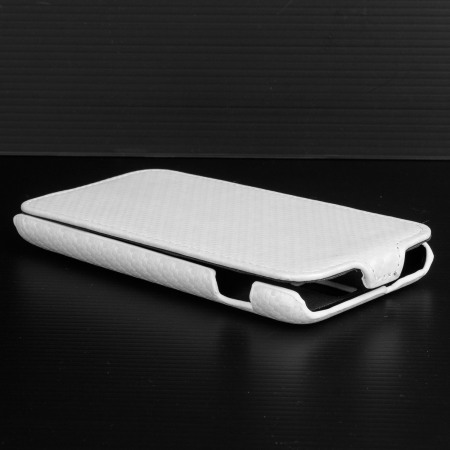Slimline Carbon Fibre Style Samsung Galaxy S2 LTE Flip Case - White