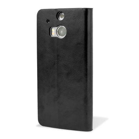 Olixar Leather-Style HTC One M8 Wallet Case Schwarz