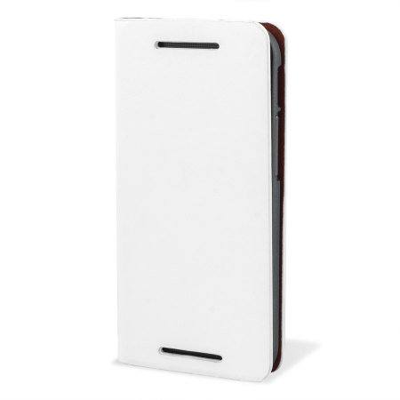 Adarga Leather-Style Wallet Stand HTC One M8 Case - White