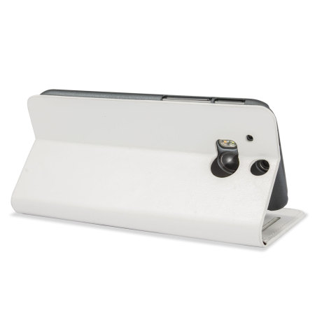 Adarga Leather-Style Wallet Stand HTC One M8 Case - White