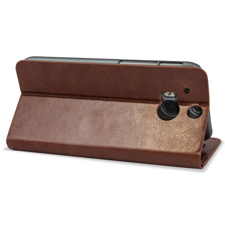 Adarga Leather-Style Wallet Stand HTC One M8 Case - Brown