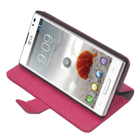 Adarga Stand and Type LG Optimus L9 Wallet Case - Pink
