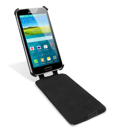 Encase Slimline Carbon Fibre-Style Galaxy S5 Vertical Flip Case