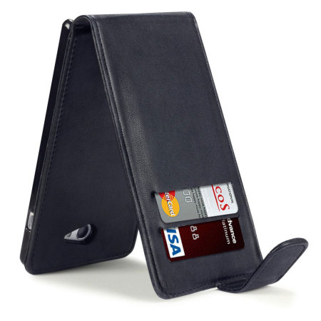 Qubits Leather-Style Sony Xperia M2 Wallet Flip Case - Black