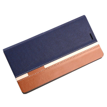 Adarga Premium Wiko Rainbow Wallet Case - Blue / Brown