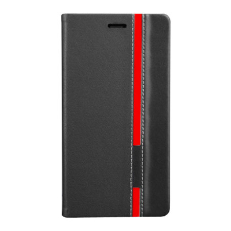 Encase Premium Wiko Rainbow Wallet Case - Black / Red