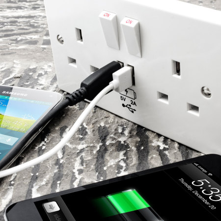 UK Power Socket with USB Charging Wall Plate Twin pack