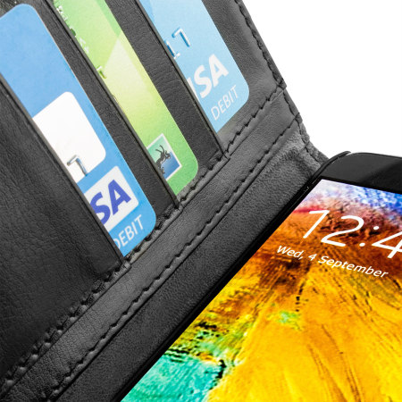 Adarga Leather-Style Samsung Galaxy Note 3 Wallet Case - Black
