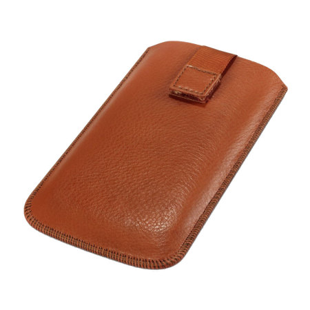 Universal Leather-Style Pouch for Smartphones - Tan