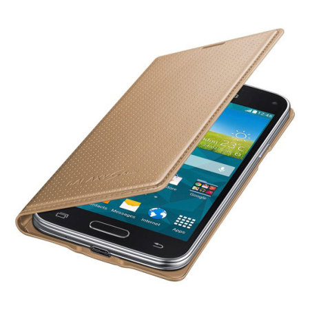 Official Samsung Galaxy S5 Mini Flip Case Cover - Dimpled Gold
