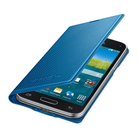 Official Samsung Galaxy S5 Mini Flip Case Cover - Dimpled Blue