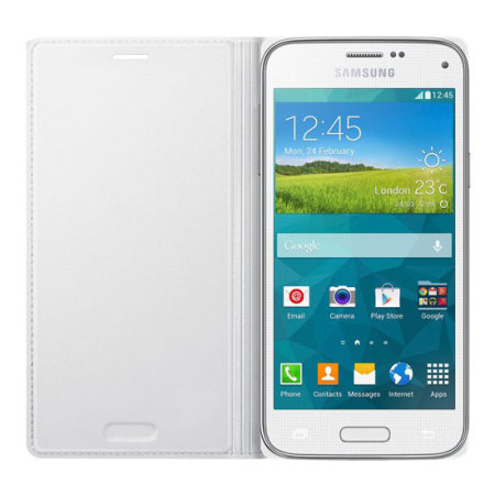 Original Samsung Galaxy S5 Mini Tasche FlipCase in Shimmery White