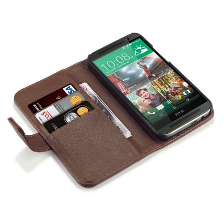 Olixar HTC One M8 Genuine Leather Wallet Case - Brown