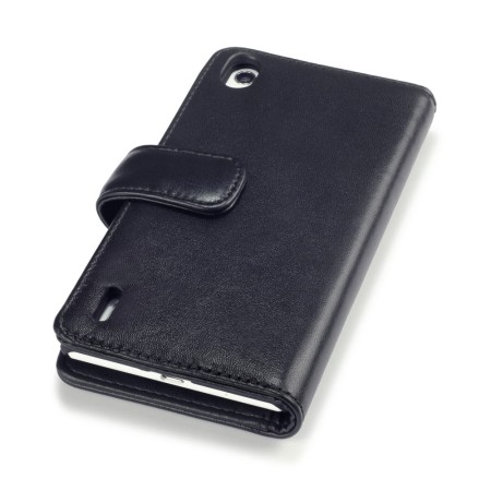  Encase Huawei Ascend P7 Genuine Leather Wallet Case - Black