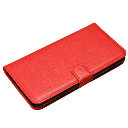 Adarga Leather-Style HTC Desire 816 Wallet Case - Red