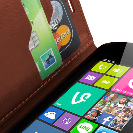 Encase Leather-Style Nokia Lumia 530 suojakotelo - Ruskea