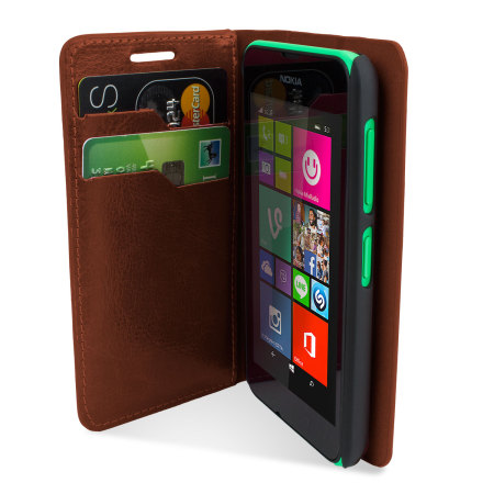 Encase Leather-Style Nokia Lumia 530 Plånboksfodral med stativ - Brun