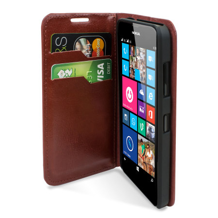 Encase Leather-Style Nokia Lumia 630 / 635 Wallet Case - Brown