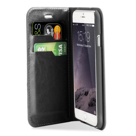 Encase Leren Stijl Wallet Case voor iPhone 6 Plus - Zwart