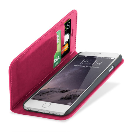 Encase Leather-Style iPhone 6 Plus Wallet suojakotelo - Kuuma pinkki
