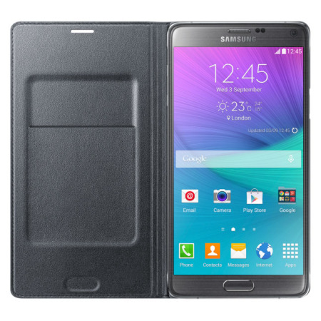 Officiële Samsung Galaxy Note 4 Flip Wallet Cover - Houtskool Zwart