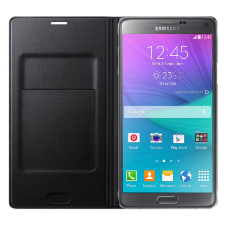 Offizielle Samsung Galaxy Note 4 Tasche Flip Wallet Cover in Schwarz