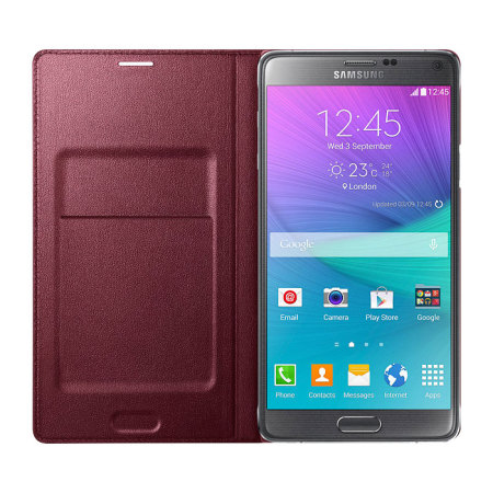vijandigheid kraam dichtheid Official Samsung Galaxy Note 4 LED Flip Wallet Cover - Plum Red