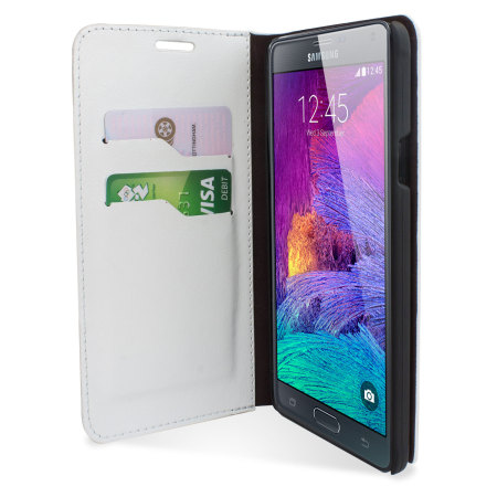 Encase Leather-Style Galaxy Note 4 Wallet Stand Case - White