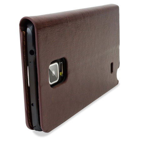 Encase Leather-Style Galaxy Note 4 Wallet Stand Case - Brown