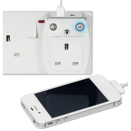 Masterplug Surge Protected 2.1A USB & Mains Charger Twin Pack - White