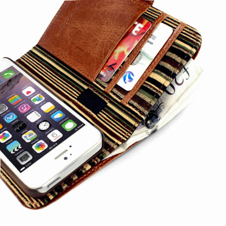 Tuff-Luv iPhone 6S / 6 Vintage Leather Wallet Case with RFID - Brown