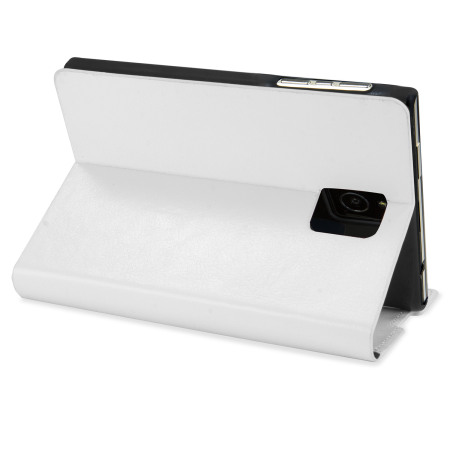 Encase Leather-Style BlackBerry Passport Wallet Case - White
