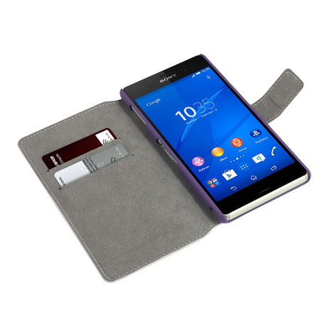 Funda Sony Xperia Z3 Encase Leather-Style Slim Wallet - Morada