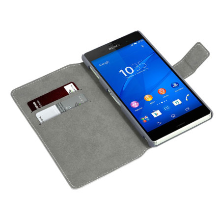 Encase Leather-Style Slim Sony Xperia Z3 Wallet suojakotelo -Valkoinen