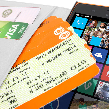 Encase Leren Stijl Wallet Case voor de Nokia Lumia 735 - Wit