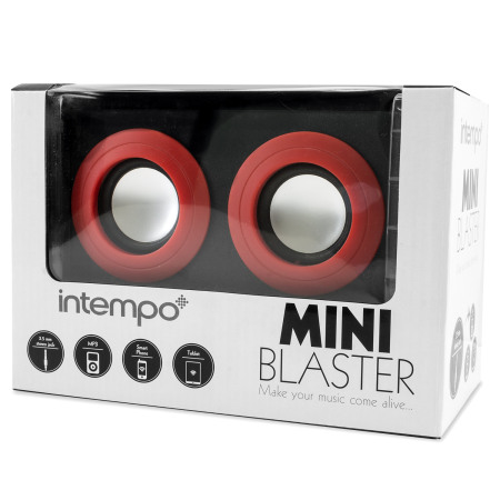 Altavoz Dual Intempo Mini Blaster - Rojo y negro