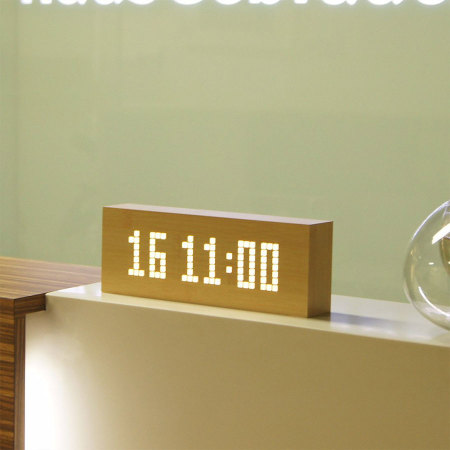 Reloj despertador Gingko Message Click - Madera clara