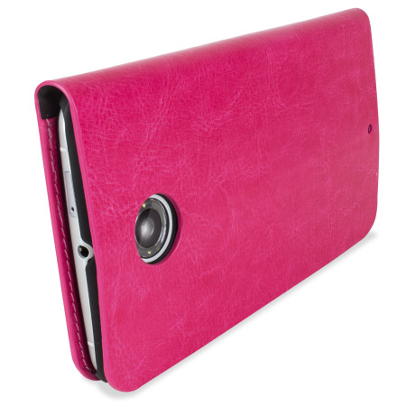 Encase Leren Stijl Wallet Case voor de Google Nexus 6 - Roze