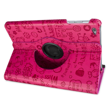 Encase Leren Stijl Doodle Roterende iPad Air 2 Case - Roze