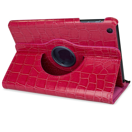 Encase Alligator Pattern Rotating iPad Mini 3 / 2 / 1 Case - Red