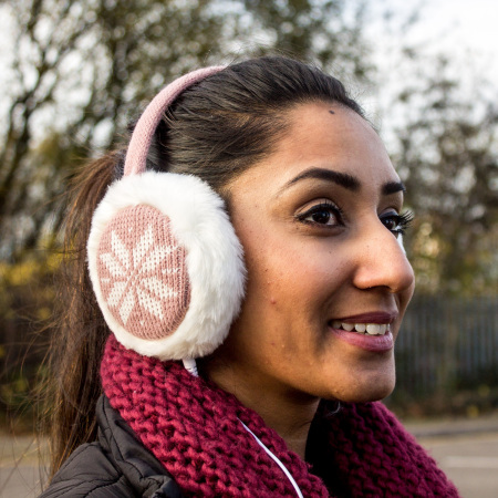 Auriculares Orejeras KitSound Audio - Copo de nieve rosa