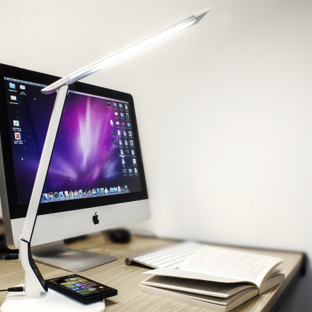 Lampe Bureau LED Avec Détecteur De Gestes - Chargeur Sans Fil Qi + USB - 3 Couleurs