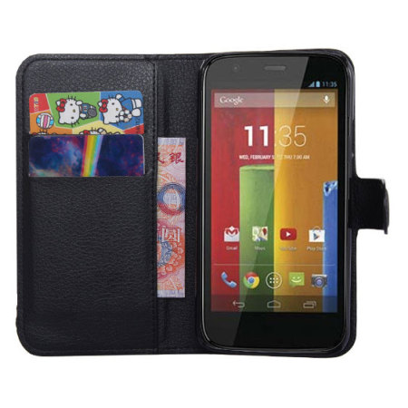 Encase Moto G 2nd Gen Leather-Style Wallet Case - Black