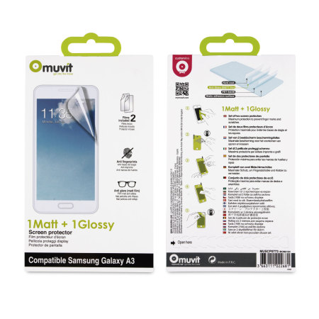 Muvit 2 Pack Matte & Glossy Samsung Galaxy A3 2015 Screen Protectors