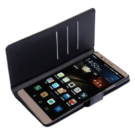 Dankzegging Universeel huiselijk Encase Leather-Style Huawei Ascend Mate 7 Wallet Case - Black