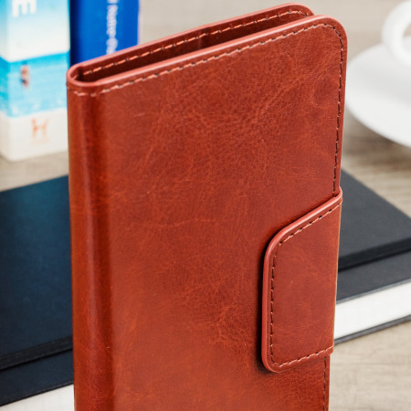 Rotating 5.5 Inch Leather-Style Universal Fodral - Brun